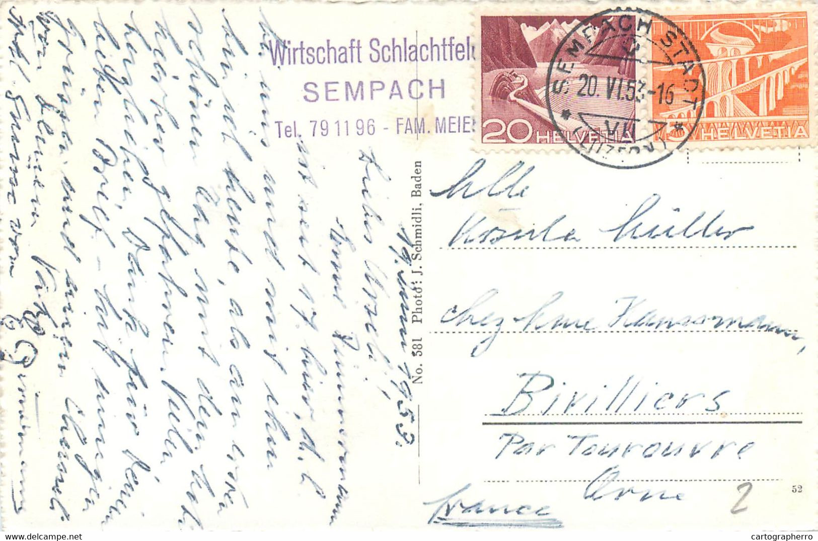 Switzerland Postcard Sempach Inneres Der  Schlachtkapelle 1953 - Sempach