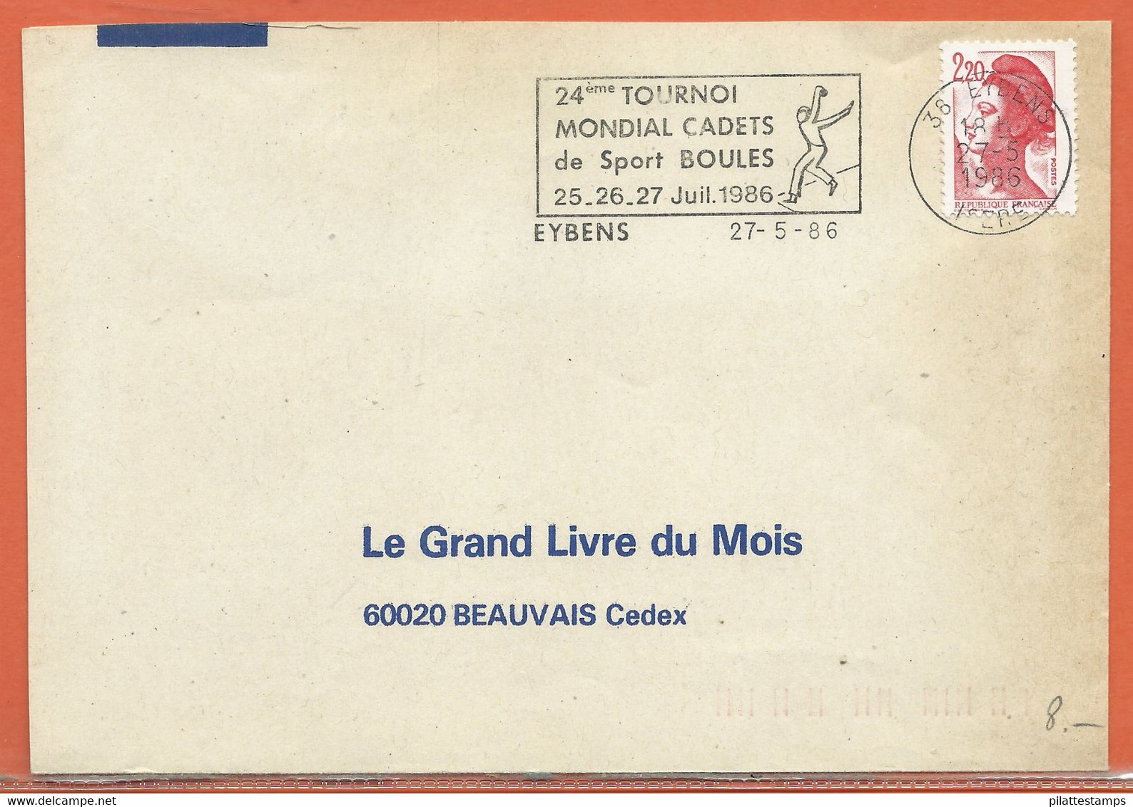 SPORT PETANQUE FRANCE OBLITERATION DE 1986 DE EYBENS - Pétanque