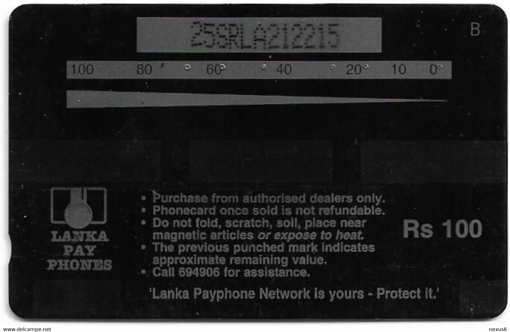 Sri Lanka - Lanka Pay Phones (GPT) - Black-Headed Oriole - 25SRLA - 100Rs, Used - Sri Lanka (Ceilán)