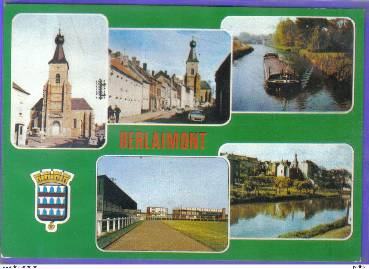 Carte Postale 59. Berlaimont  Péniche  404 Peugeot  Blason  Très Beau Plan - Berlaimont