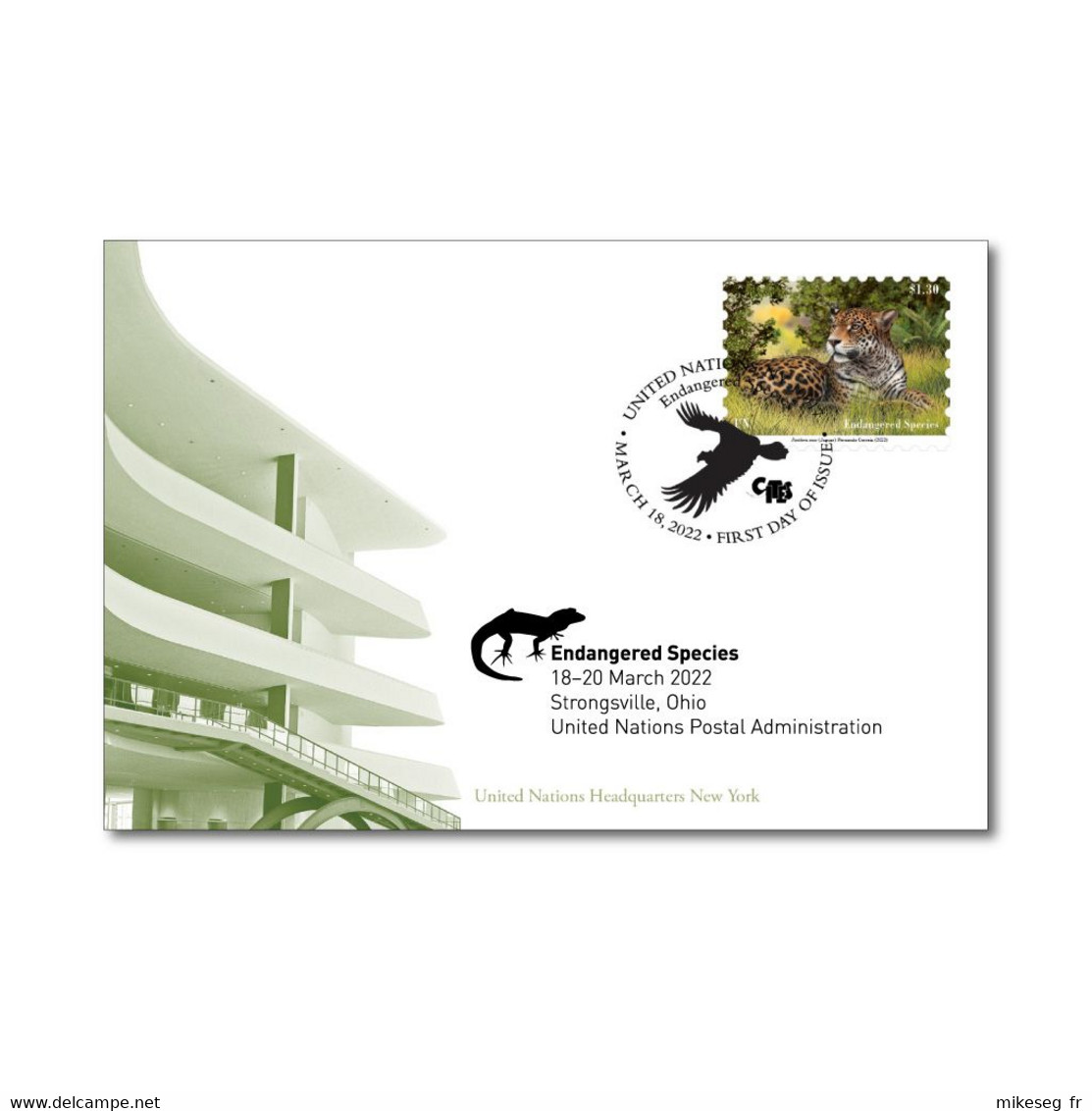 ONU New-York 2022 - Show Card Strongsville 18_20-03-2022 - Timbre Endangered Species - Maximum Cards