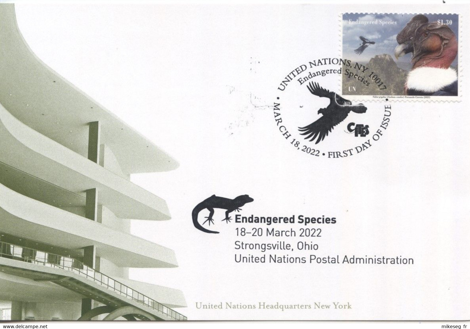 ONU New-York 2022 - Show Card Strongsville 18_20-03-2022 - Timbre Endangered Species - Maximumkarten