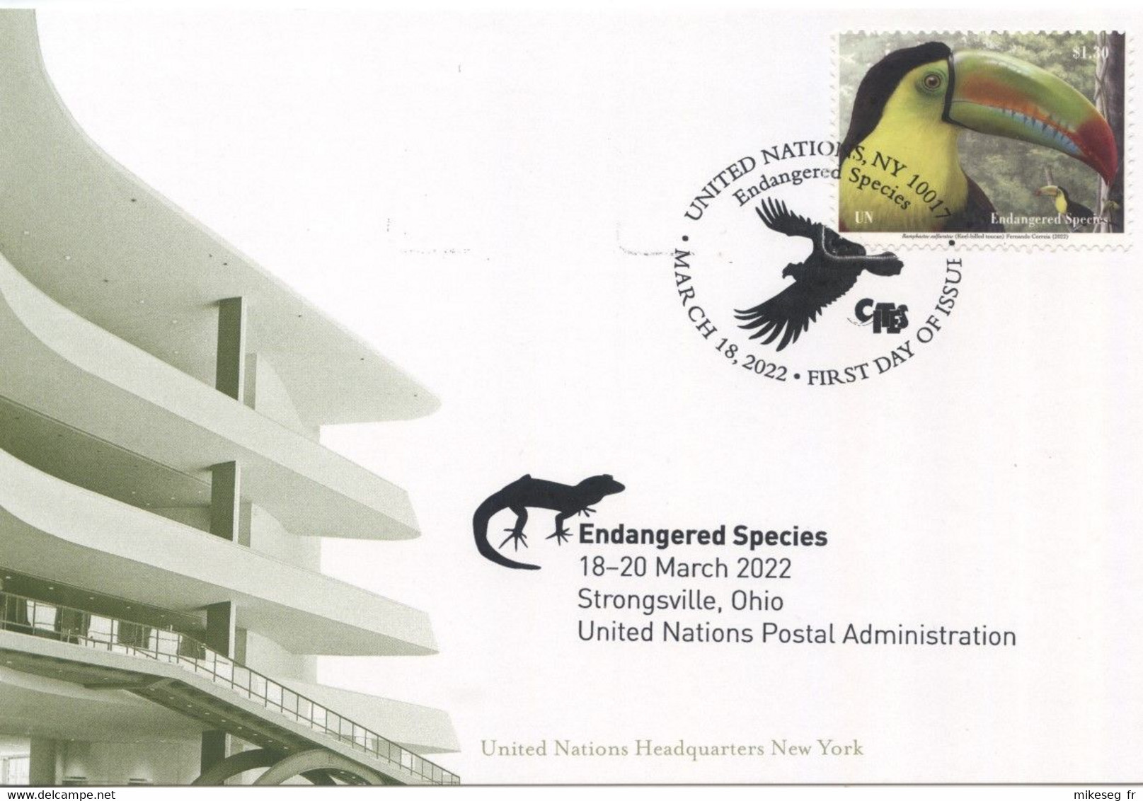 ONU New-York 2022 - Show Card Strongsville 18_20-03-2022 - Timbre Endangered Species - Maximum Cards