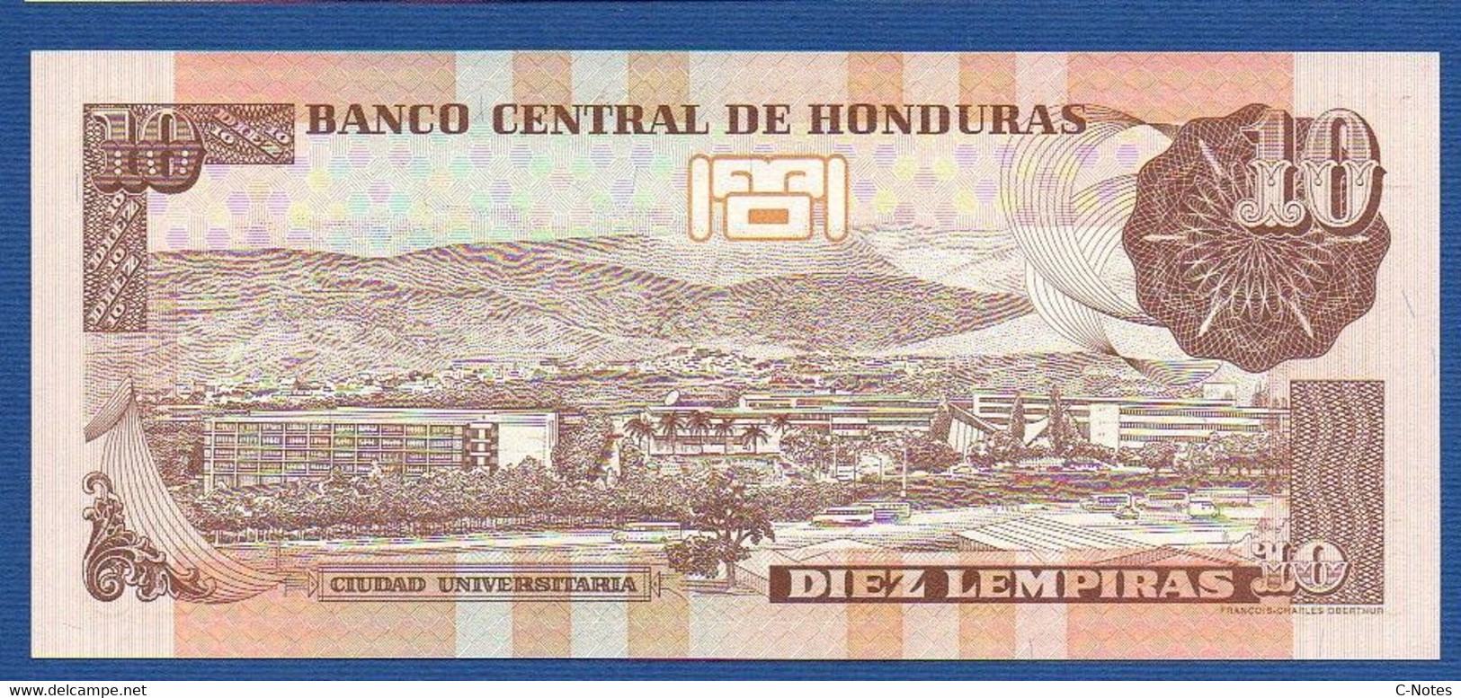 HONDURAS - P. 86c – 10 Lempiras 2004 UNC, Serie BD5217463 Printer: François-Charles Oberthur - Honduras