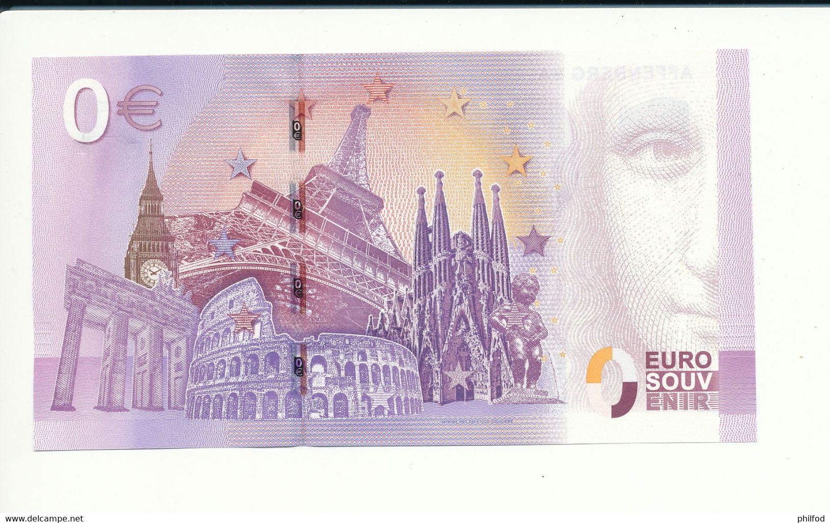 Billet Souvenir - 0 Euro - XEJB - 2016-1 - AFFENBERG SALEM - N° 9733 - Billet épuisé - Kilowaar - Bankbiljetten