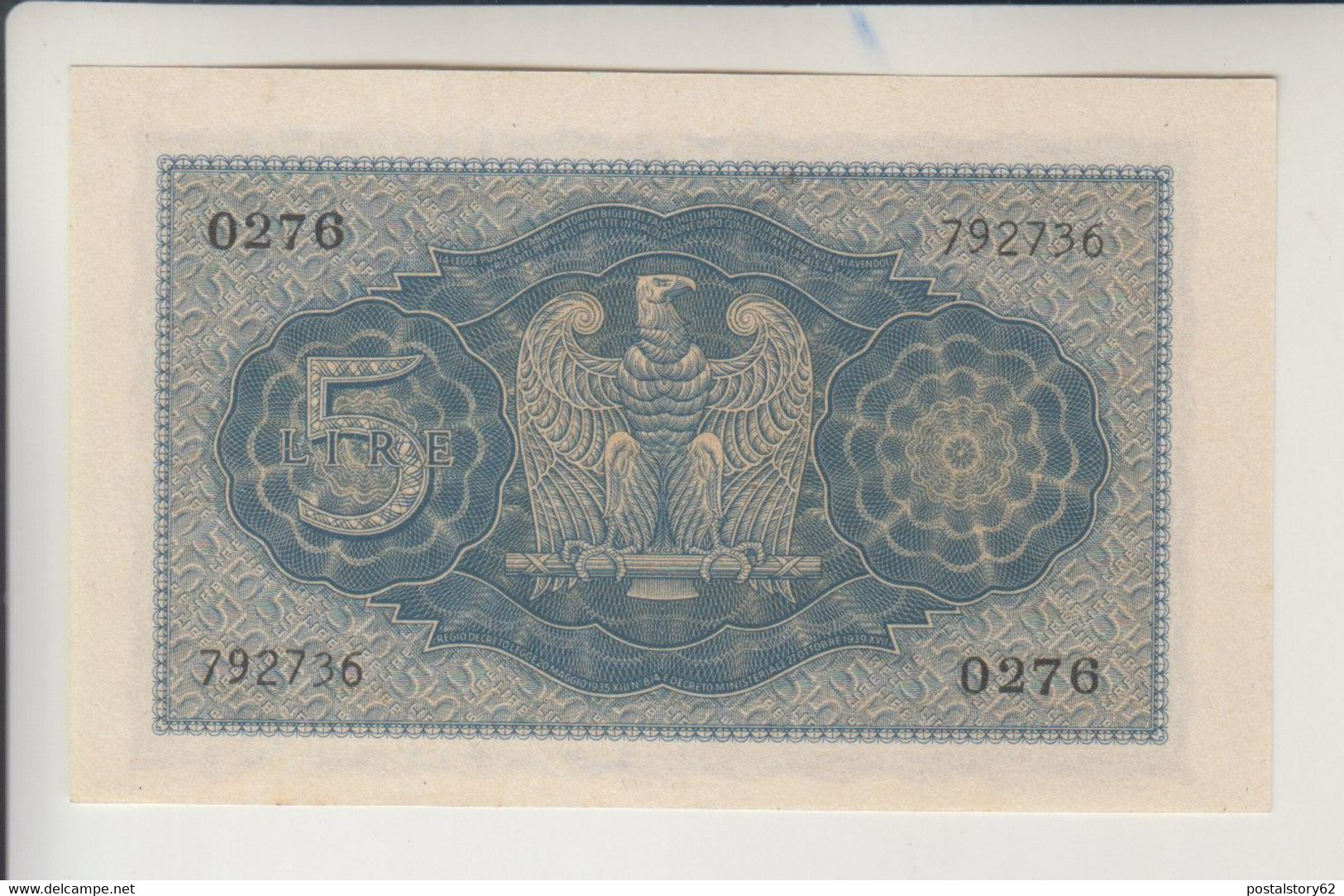 Regno D'Italia, Vittorio Emanuele III - 5 Lire Biglietto Di Stato 1940 - FDS - Italia – 5 Lire