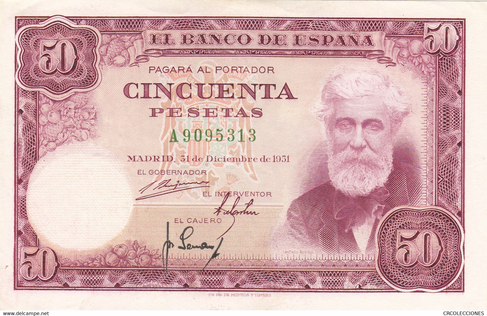 CRBS0505 BILLETE ESPAÑA 50 PESETAS 1951 SERIE A EBC - 50 Peseten