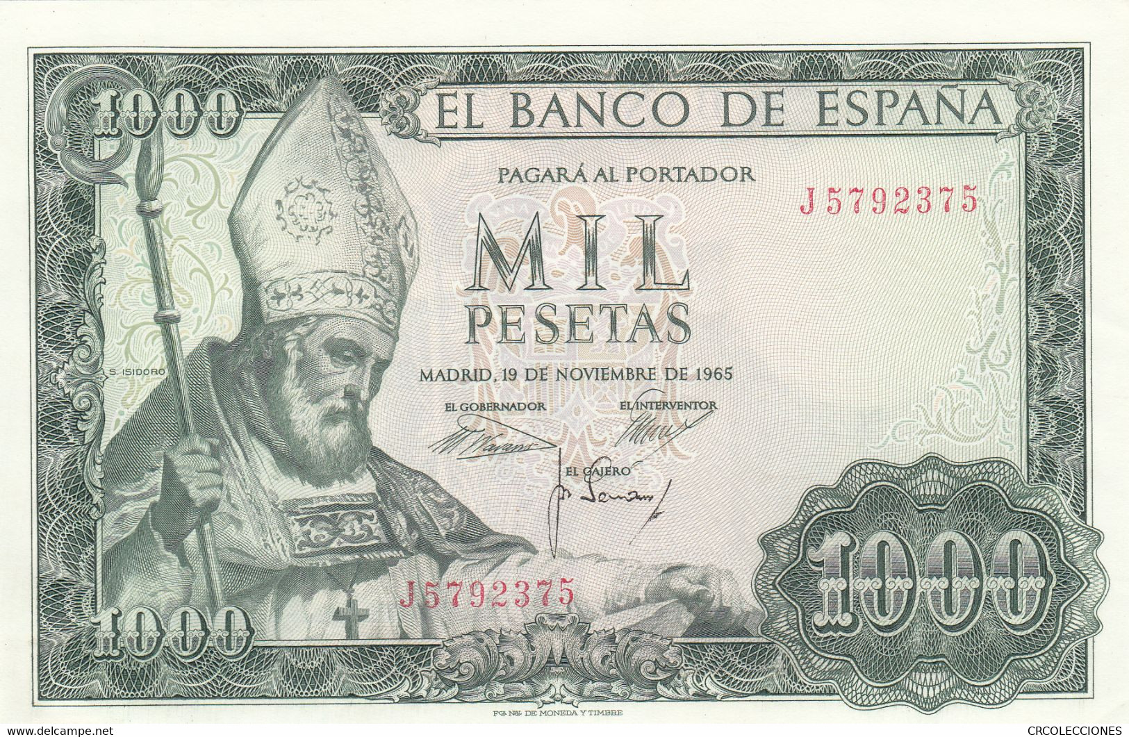 CRBS0514 BILLETE ESPAÑA 1000 PESETAS 1965 PICO DOBLADO SC- - 1000 Peseten