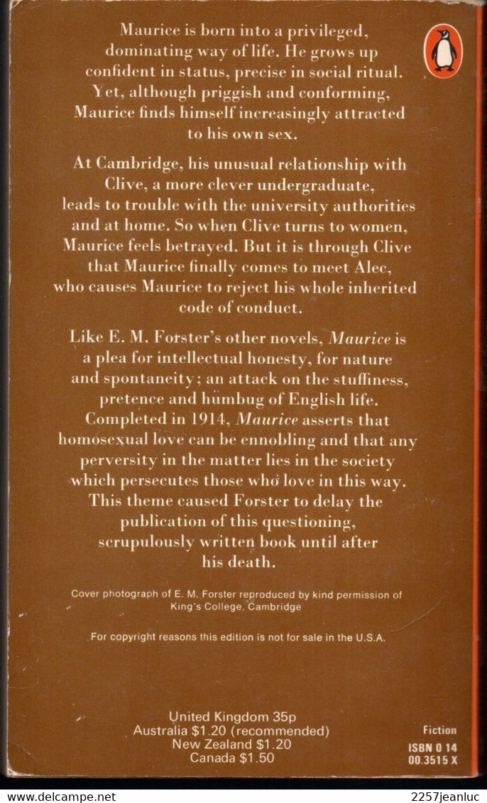 Maurice   - F. M. Forster  - Penguin Books 1972 - Autres & Non Classés