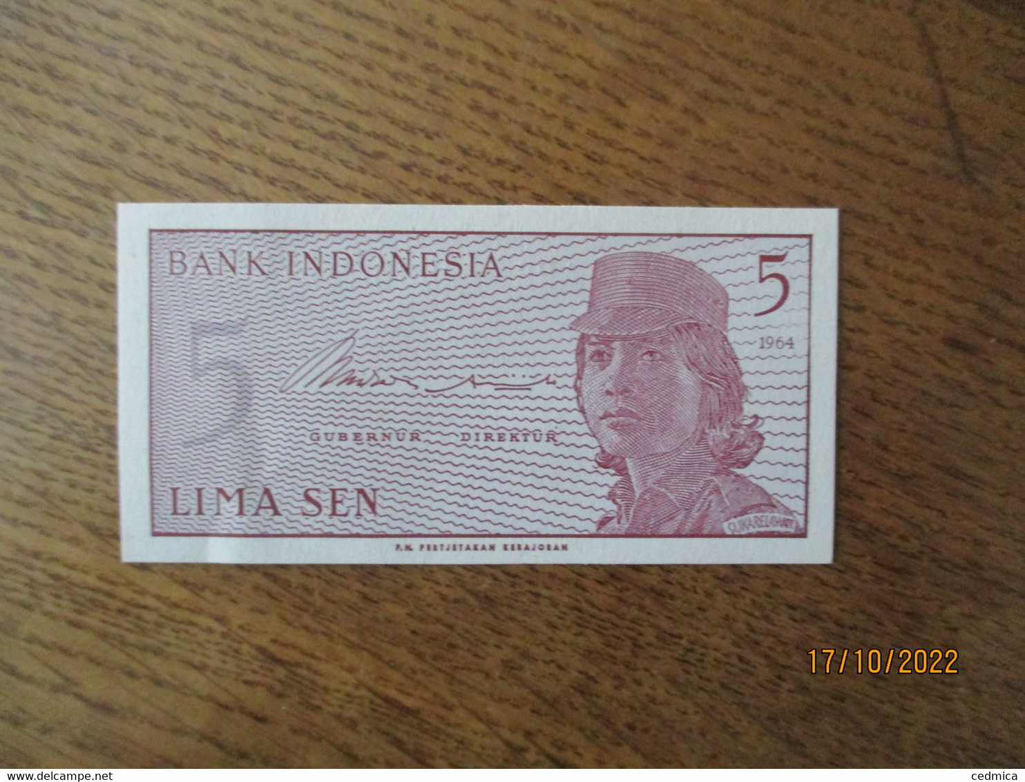 BANK INDONESIA 5 LIMA SEN 1964 BILLET NEUF - India