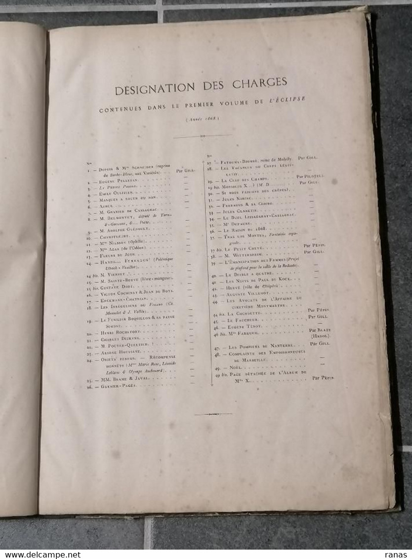 Reliure L'éclipse Première Année 1868 André Gill Pépin Pilotell + Doubles Pages + Crémieux Grévy Gambetta Pot De Chambre - 1850 - 1899