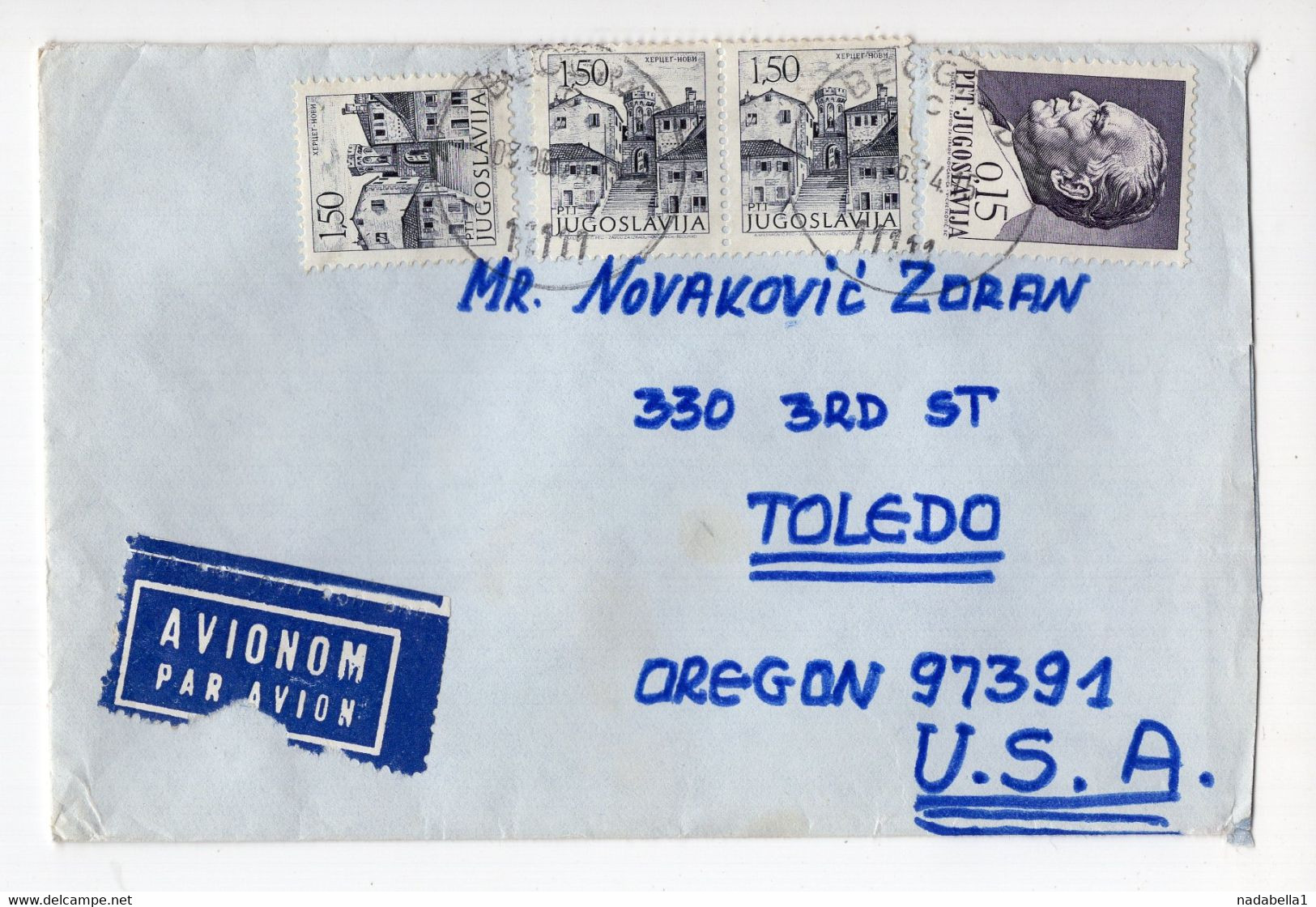 1974. YUGOSLAVIA,SERBIA,BELGRADE,AIRMAIL TO USA - Poste Aérienne