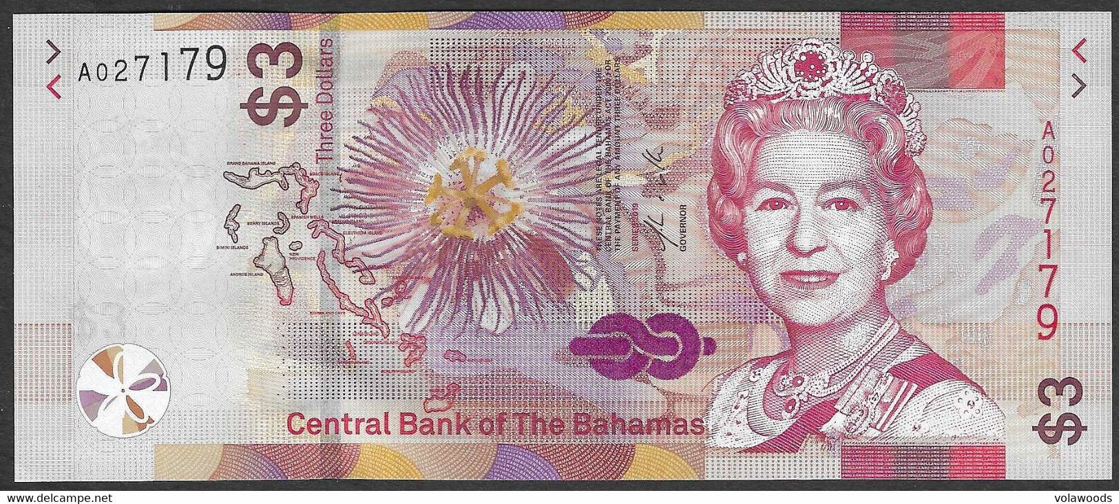 Bahamas - Banconota Non Circolata FdS UNC Da 3 Dollari P-77Aa - 2019 #19 - Bahama's