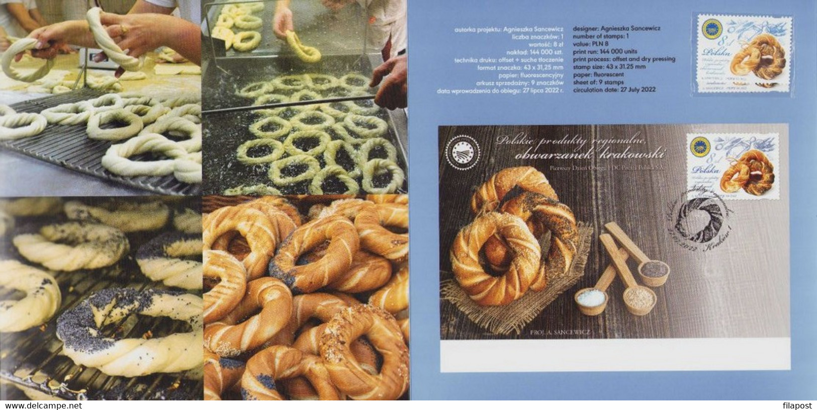Poland 2022 Booklet / Polish Regional Products, Protected Geographical Indication, Food, Bagel, With Stamp MNH** - Libretti