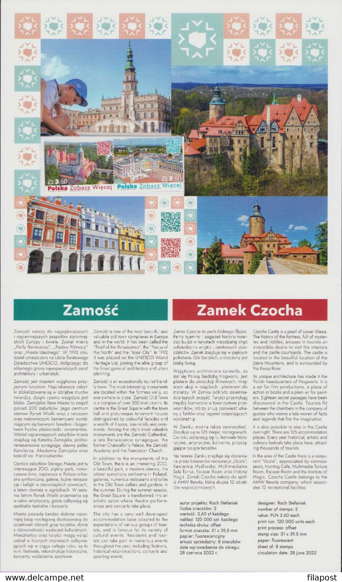 2022 Poland, Booklet / See More - Town Hall And The Rynek Wielki In Zamosc, Czocha Castle Architecture / MNH** - Booklets