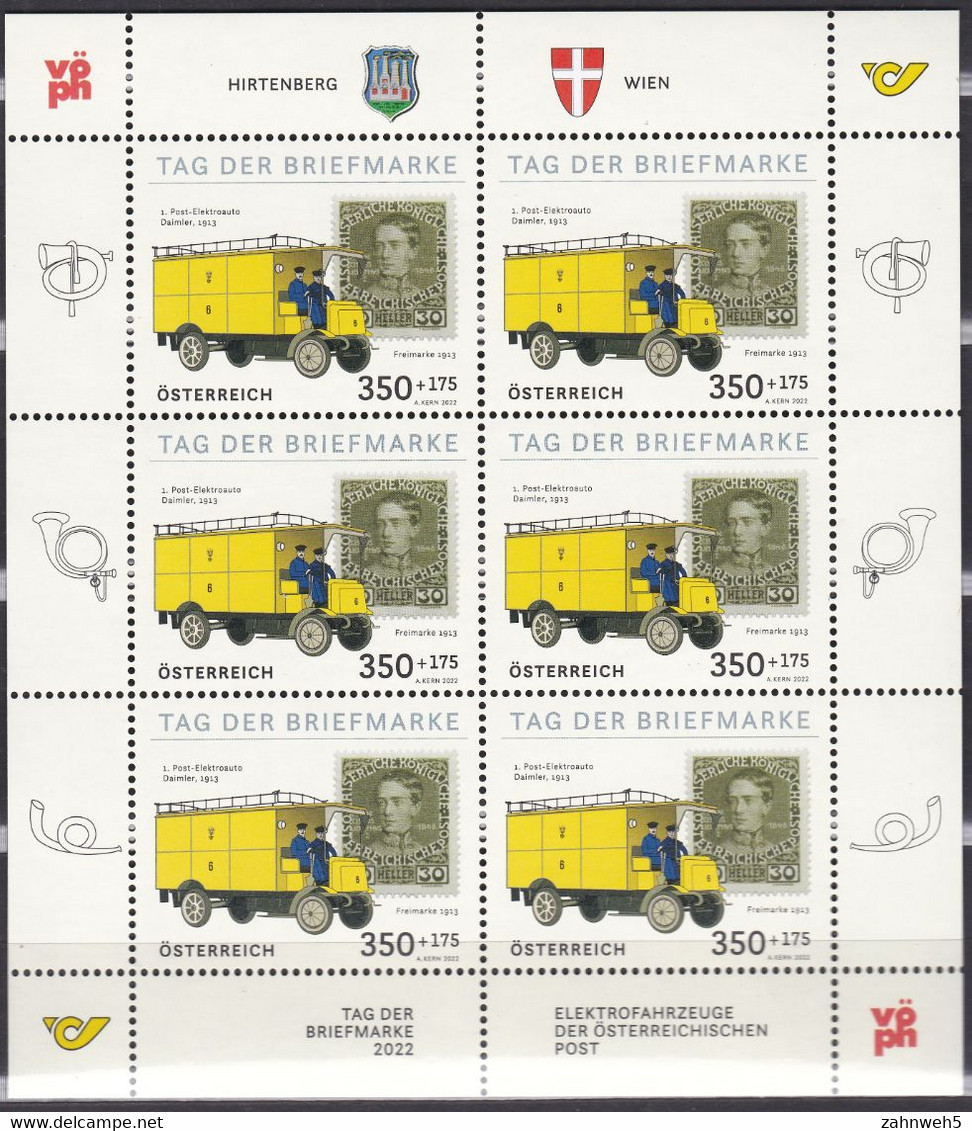 Österreich Kleinbogen Tag Der Briefmarke 2022 Postfrisch ** MNH - Ungebraucht