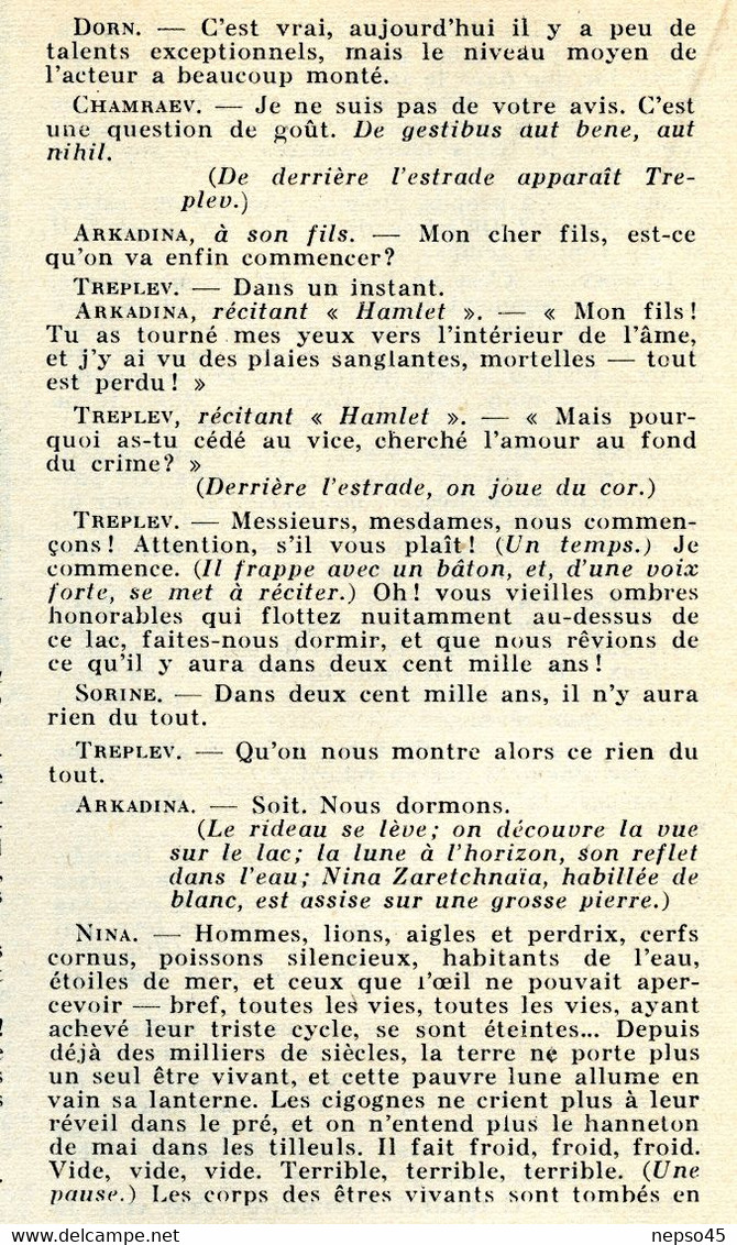 Revue Paris-Théâtre de Juillet 1955.La " Mouette " de A.P.Tchekhov.Pièce en 4 actes.Jean-Paul Sartre et son Théâtre.