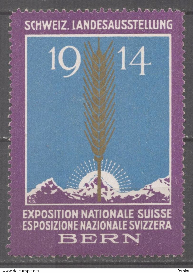 AGRICULTURE 1914 BERN Switzerland Mountain Alps Exposition Trade FAIR LABEL CINDERELLA VIGNETTE - MH - Wheatear Wheat - Altri & Non Classificati