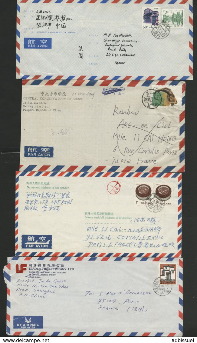 1990 - 99 CHINA Set Of 4 Envelopes, Travelled By Airmail To France - Covers & Documents