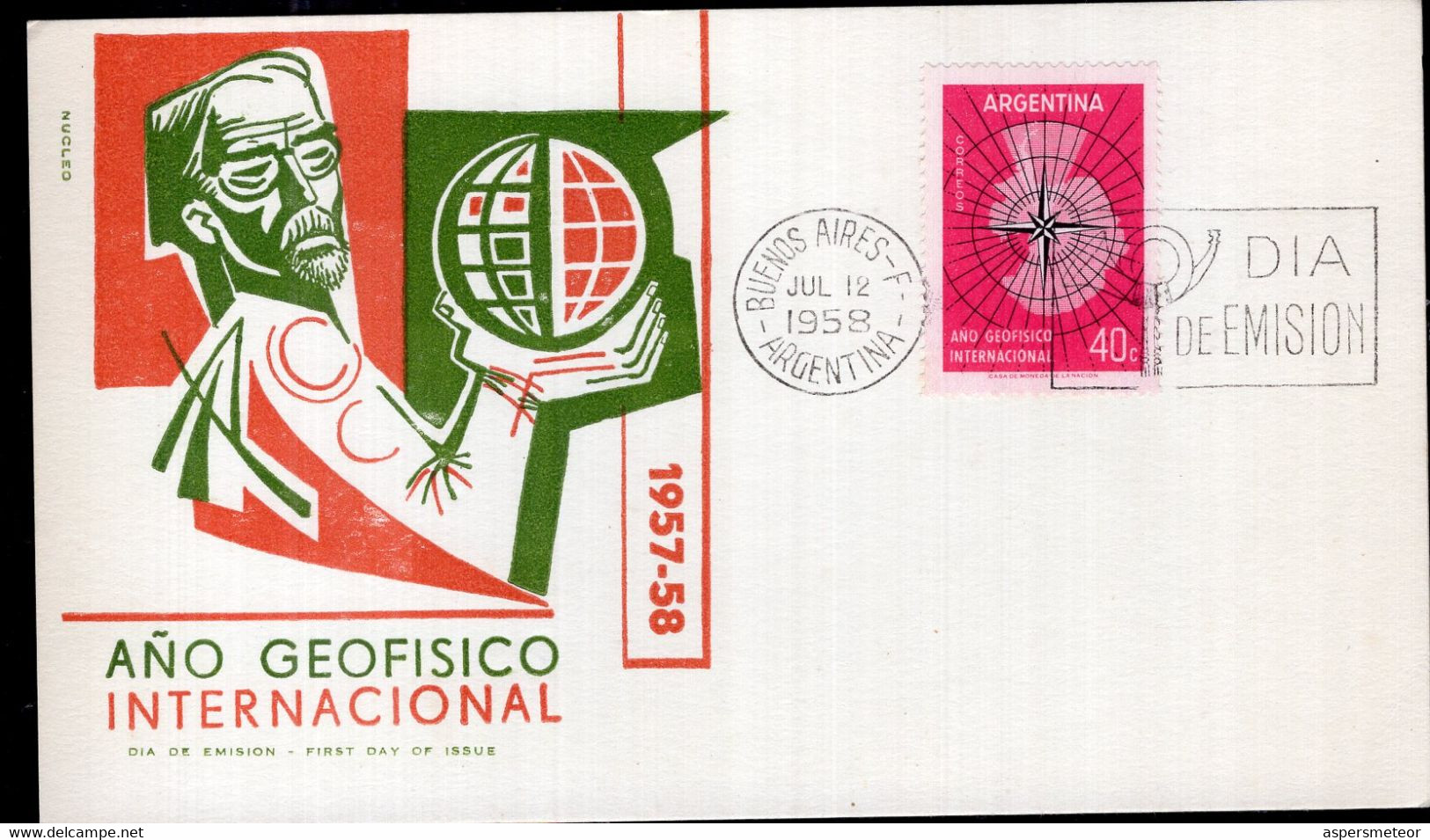 Argentina - 1958 - Tarjeta FDC - Matasello FDC Genérico - Año Geofísico Internacional - FDC