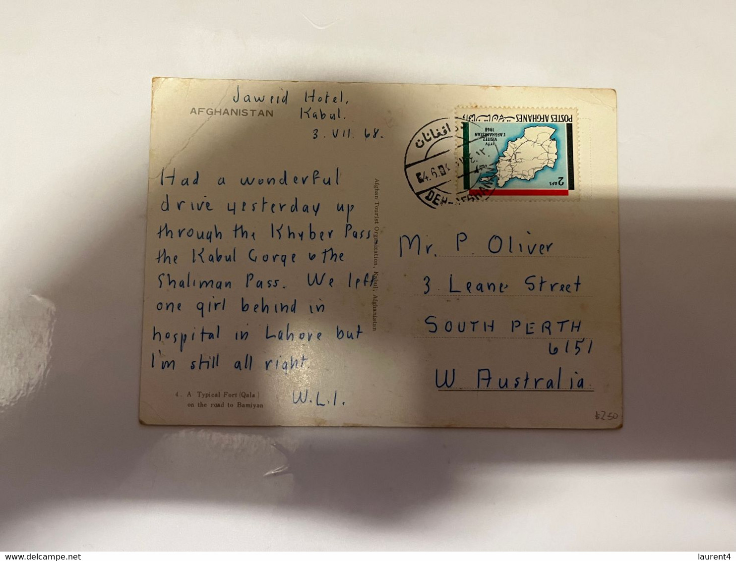 (3 L 4) Afghanistan Postcard Posted From Kabul To Western Australia  - 1968 - - Afghanistan