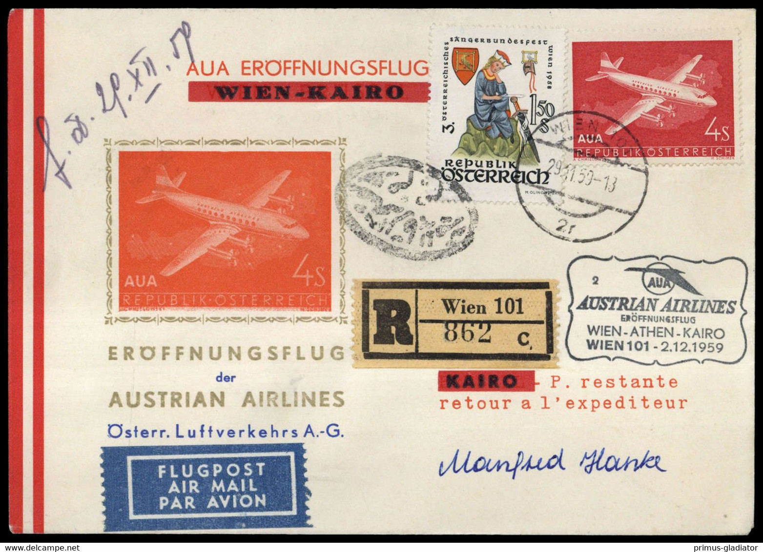 1959, Österreich, ANK 23, Brief - Oblitérations Mécaniques