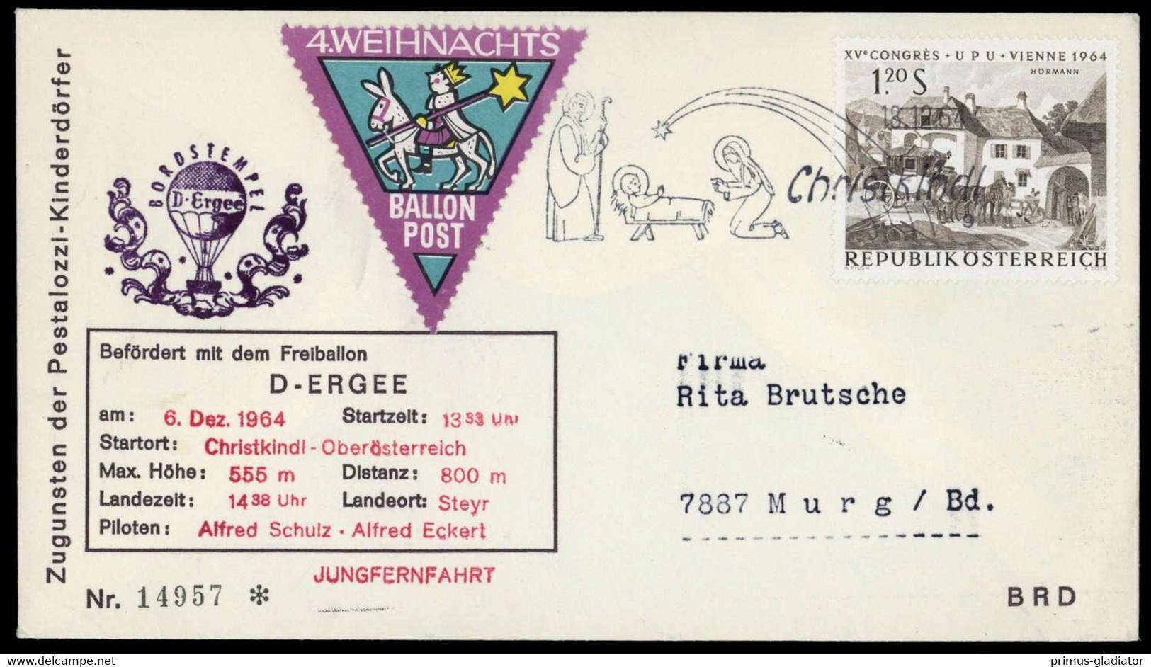 1964, Österreich, Palmer C 04 A -18, Brief - Oblitérations Mécaniques