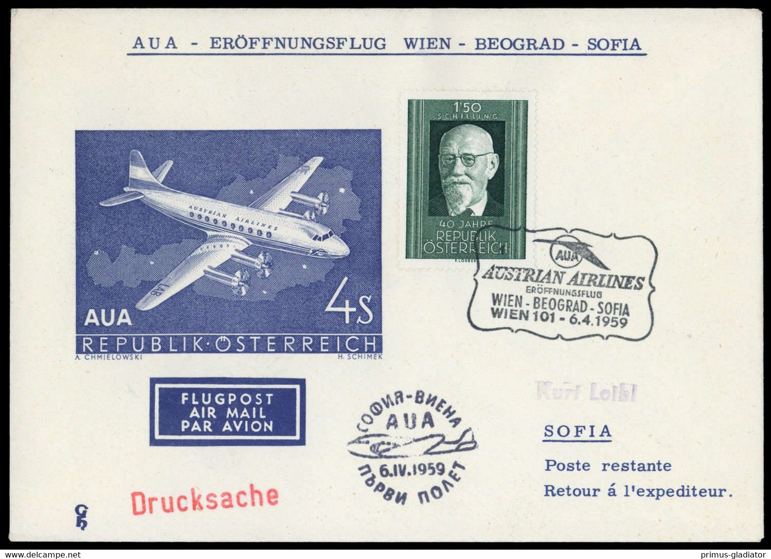 1959, Österreich, ANK 16, Brief - Oblitérations Mécaniques