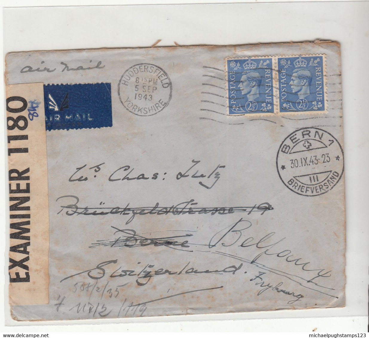 G.B. / Airmail / Switzerland / Germany / Censorship - Ohne Zuordnung