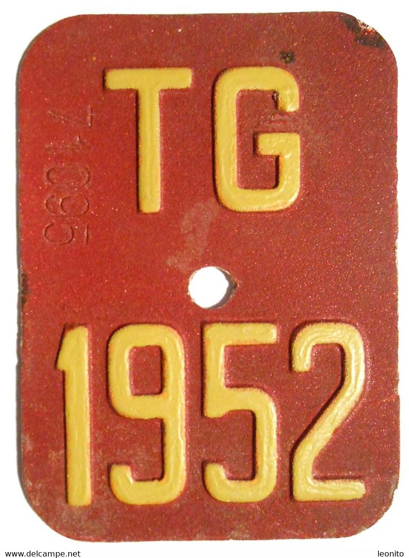 Velonummer Thurgau TG 52 - Plaques D'immatriculation