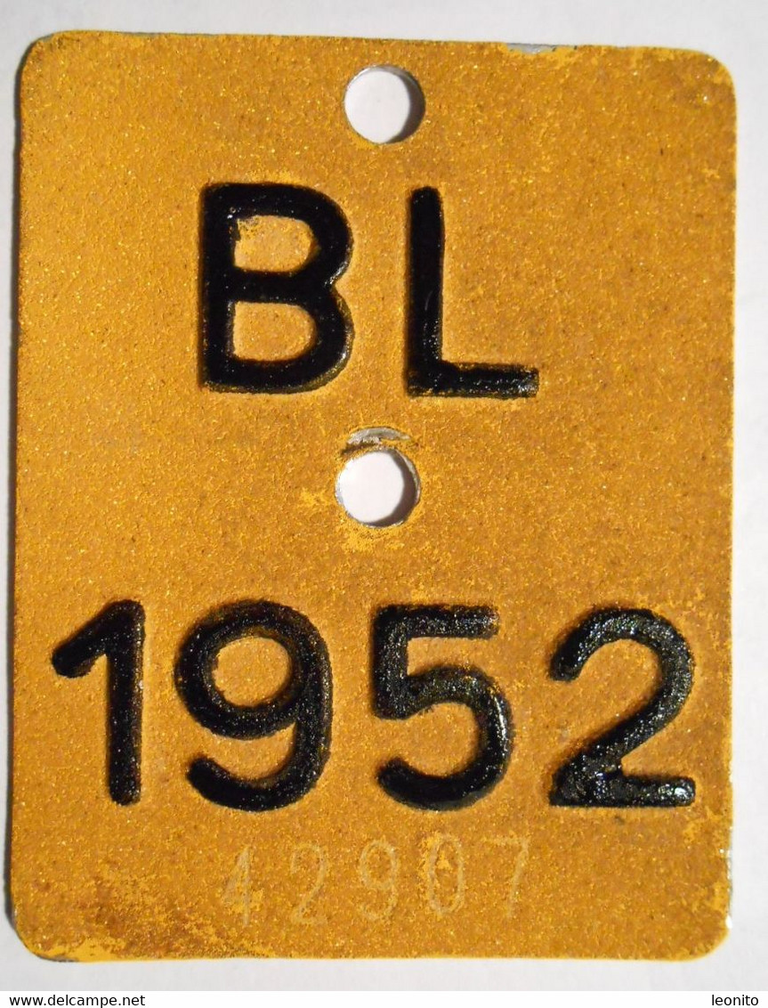 Velonummer Basel-Land BL 52 (original Gelb) - Kennzeichen & Nummernschilder