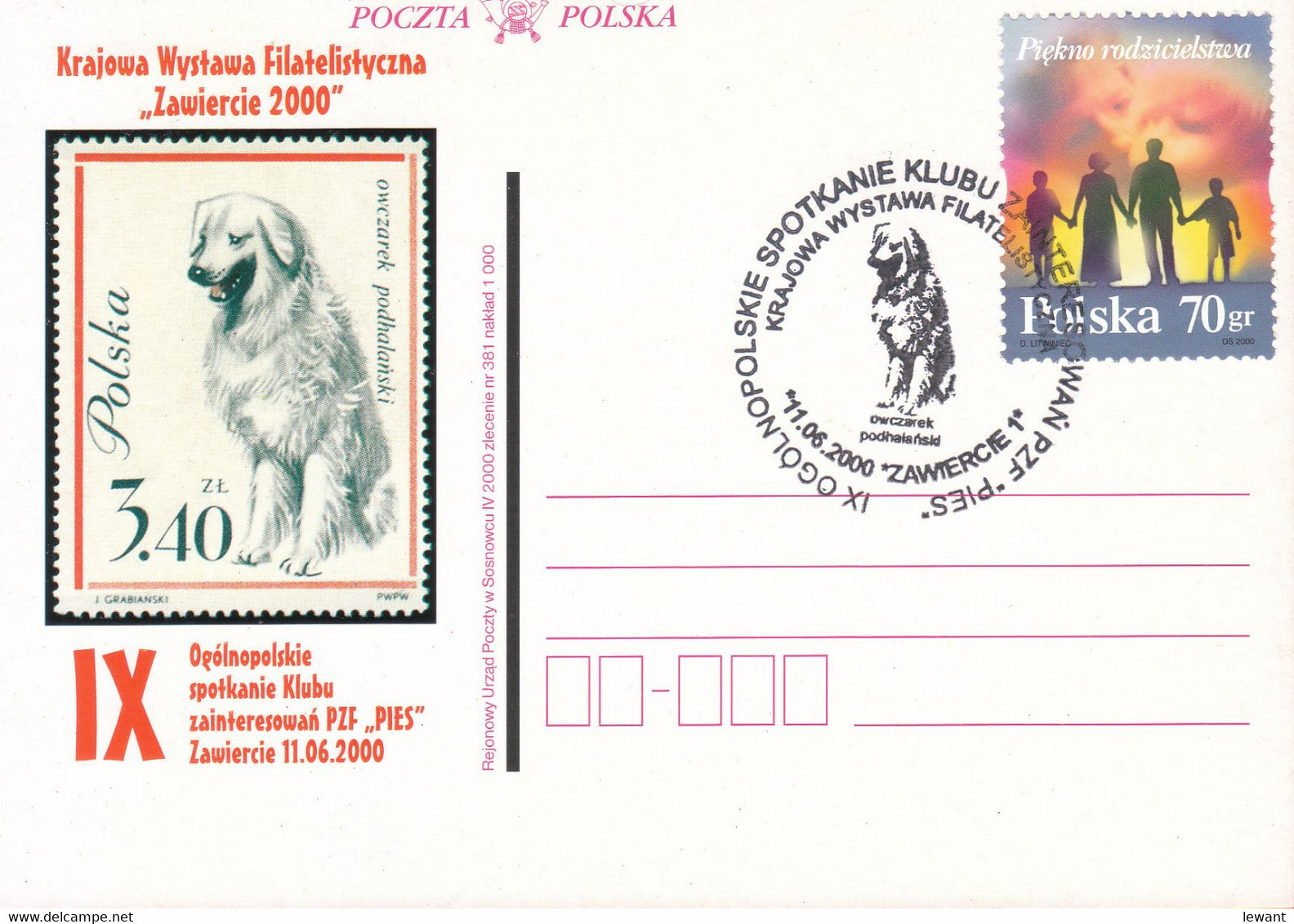 2000.06.11. Dog - Special Postmark - POWA - Storia Postale