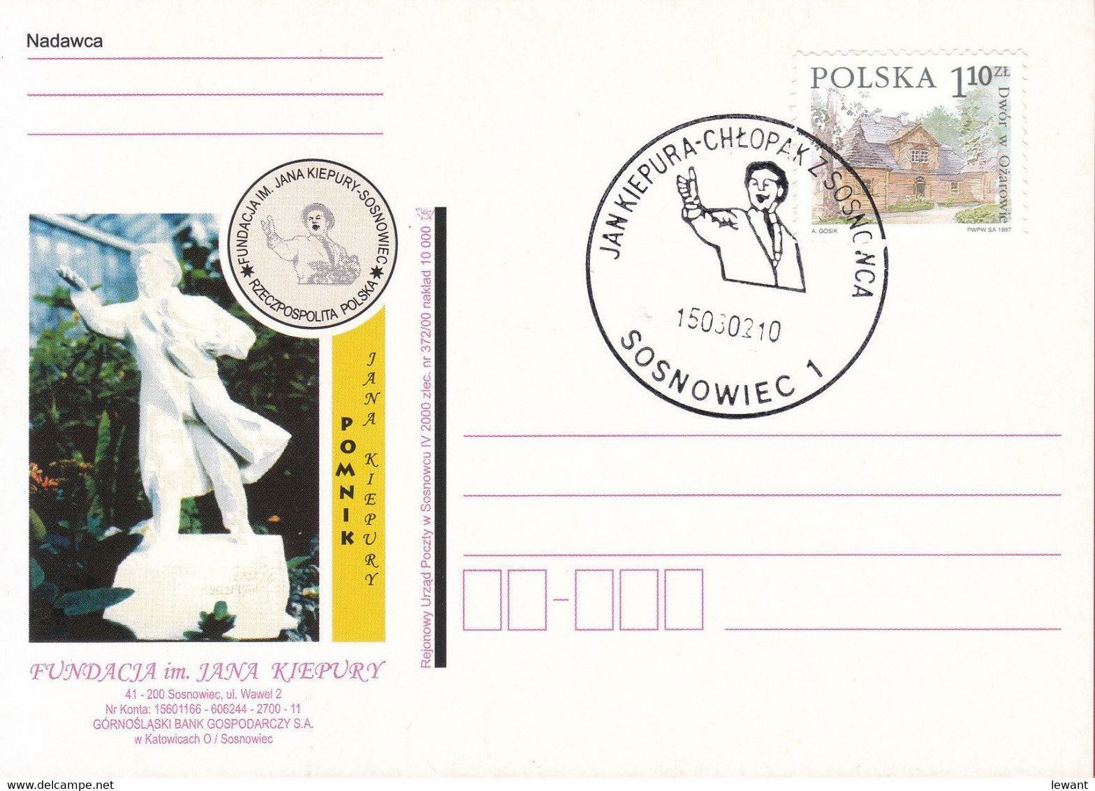 2002.03.15. Jan Kiepura_Polish Singer (tenor) And Actor - Special Postmark - POWA - Briefe U. Dokumente