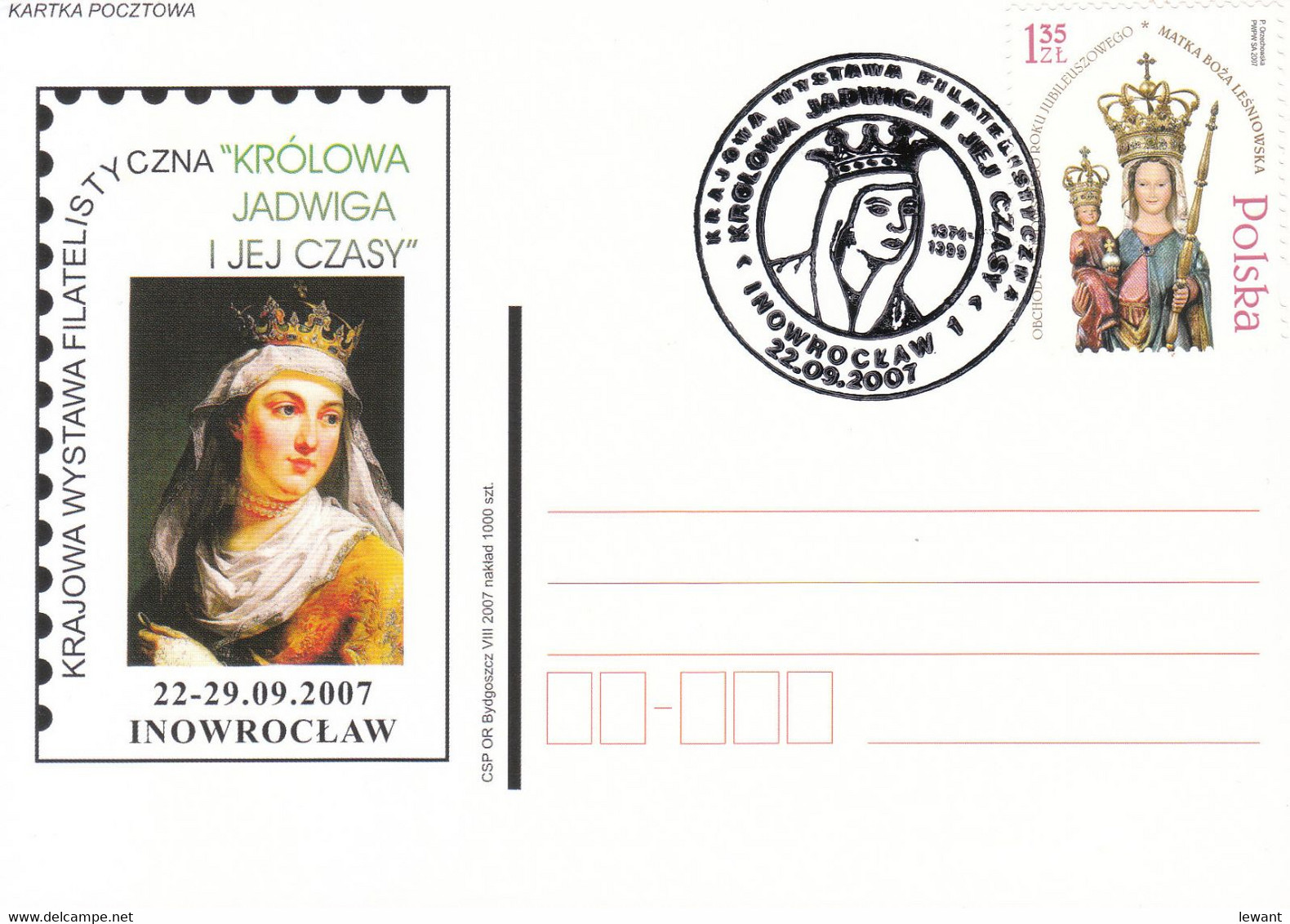 2007.09.22. Queen Jadwiga - Special Postmark - POWA - Cartas & Documentos