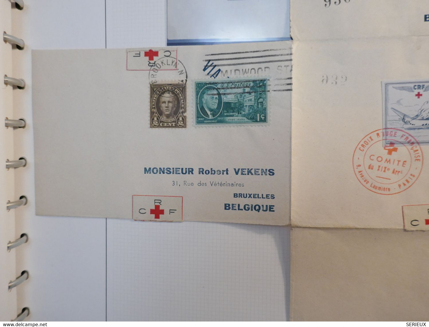 BG14 FRANCE BELGIQUE USA  BELLE LETTRE RECO. RRR 1946  VIGNETTE CRF ++AERIEN++AFFRANCH. PLAISANT - 1927-1959 Covers & Documents