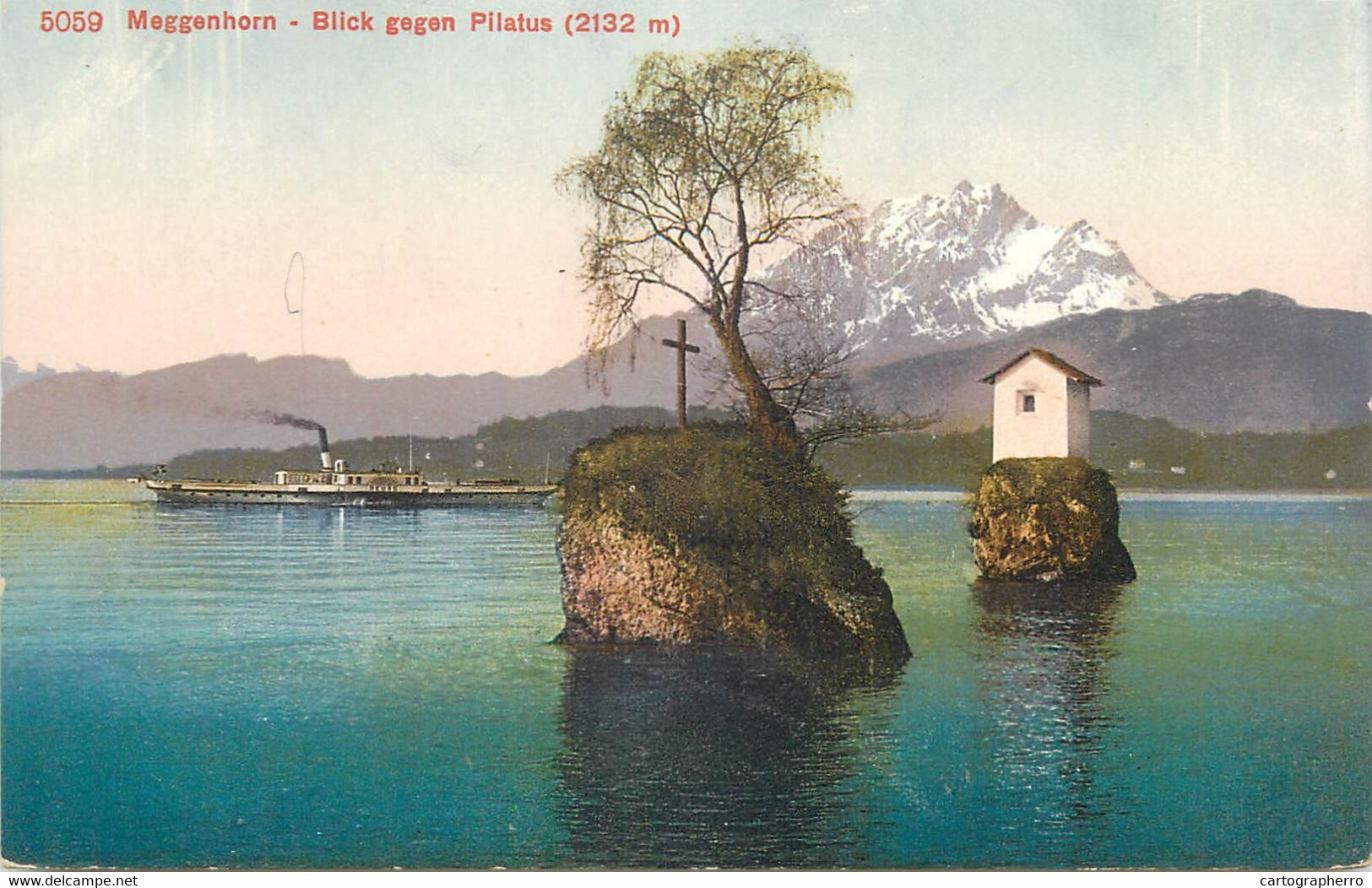 Switzerland Postcard Meggenhorn Blick Gegen Pilatus Steamboat Photoglob - Meggen