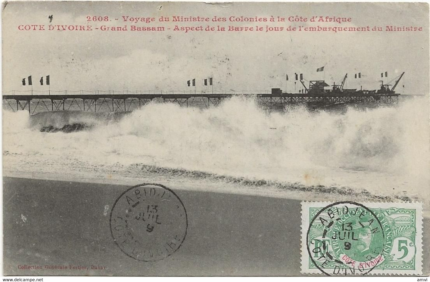 22-10-3163 Voyage Du Ministre Des Colonies. COTE D'IVOIRE . Grand Bassam Aspect De La Barre Le Jour De L'embarquement - Ivory Coast
