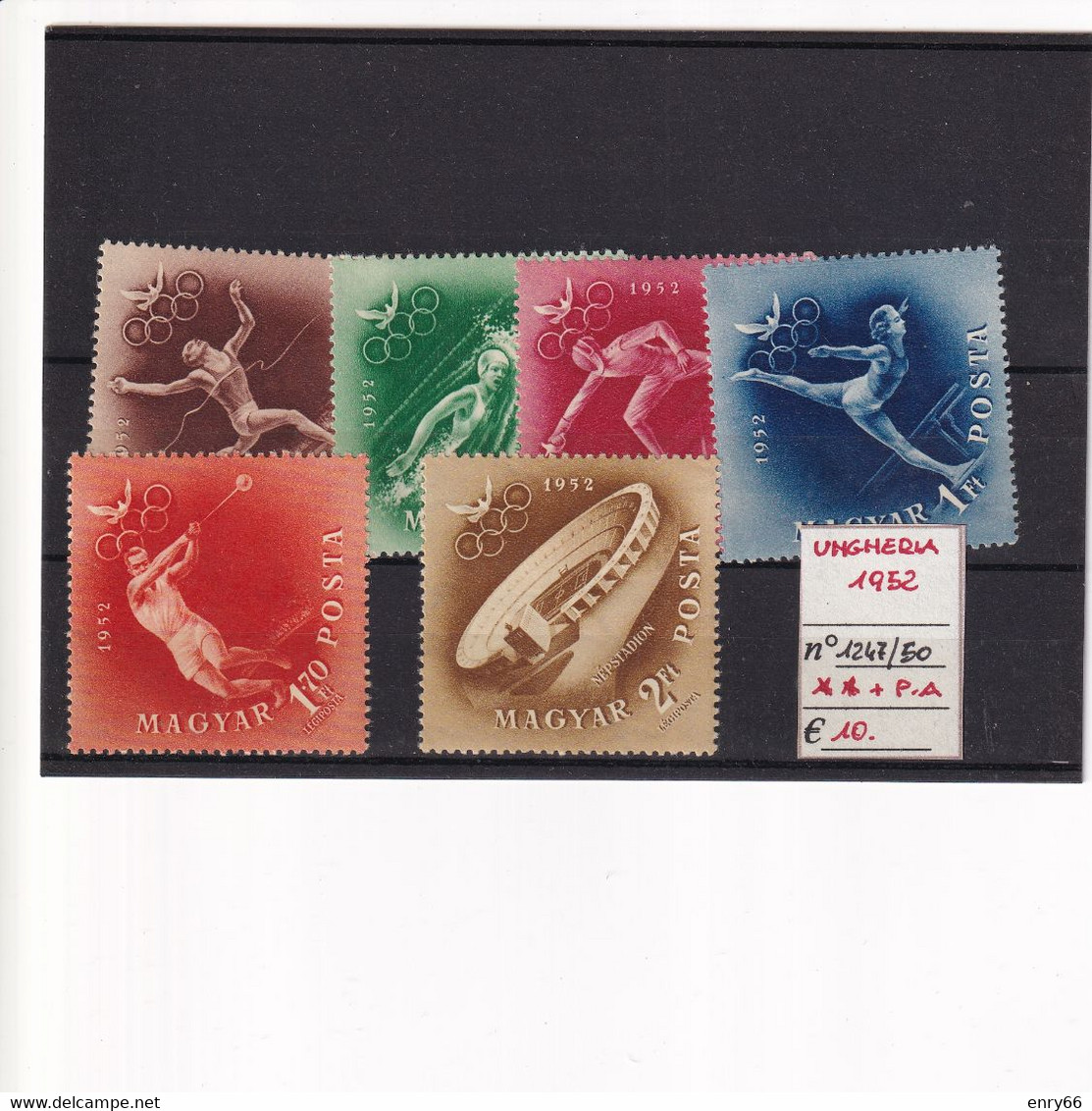 UNGHERIA 1952 N° 1247/50 + P.A. MNH - Summer 1952: Helsinki