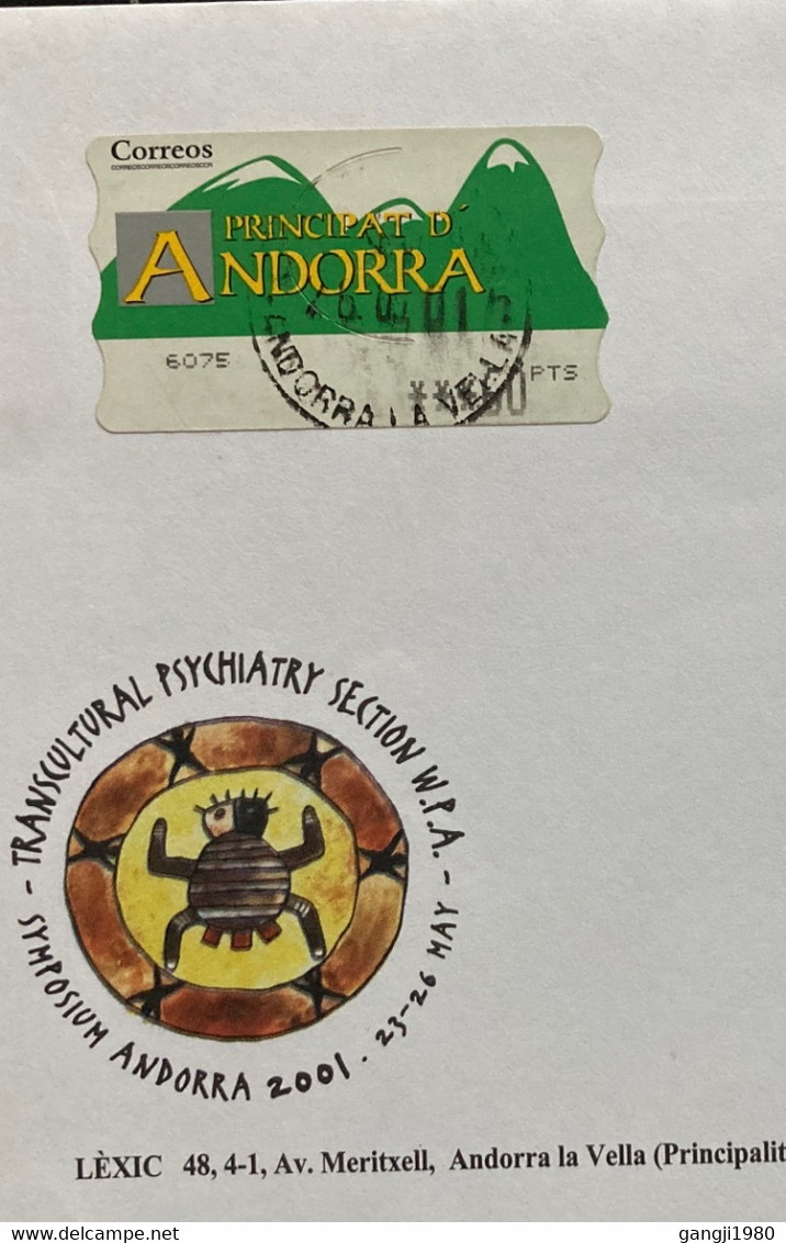 ANDORRA 2001,TRANSCULTURAL PSYCHOLOGY,ILLUSTRATED USED COVER,SPORT,GAME,SYDNEY OLYMPIC 2000,HIGH JUMP STRIP 3 STAMP USE - Lettres & Documents