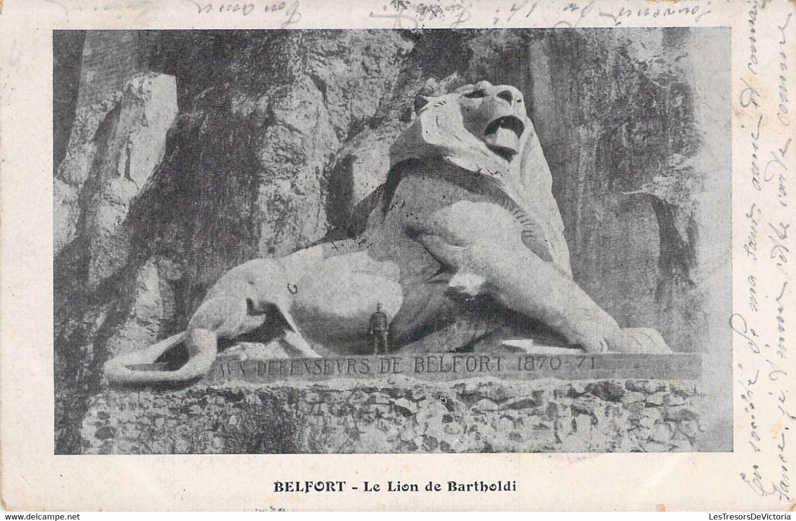 CPA FRANCE PRECURSEUR - 90 - BELFORT - Le Lion De Bartholdi - 1904 - Oblitérée à KEMBS - Belfort – Le Lion