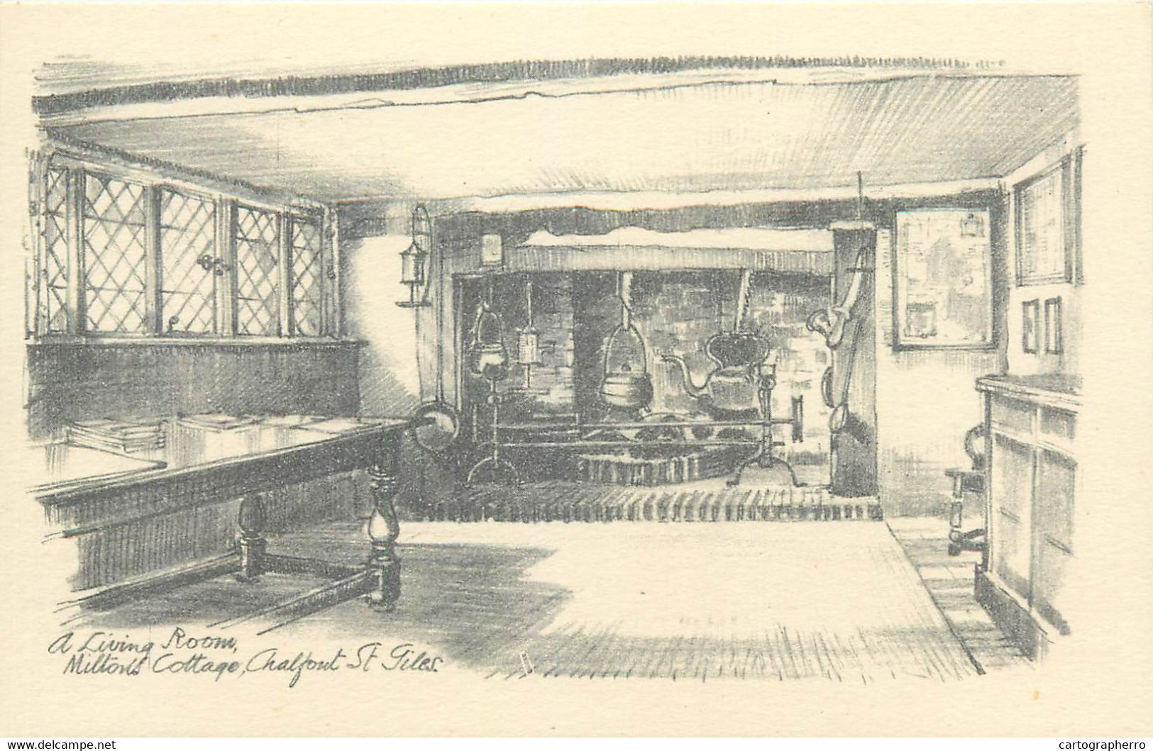 UK Postcard Buckinghamshire Milton's Cottage Chalfont St. Giles Drawing A Living Room - Buckinghamshire