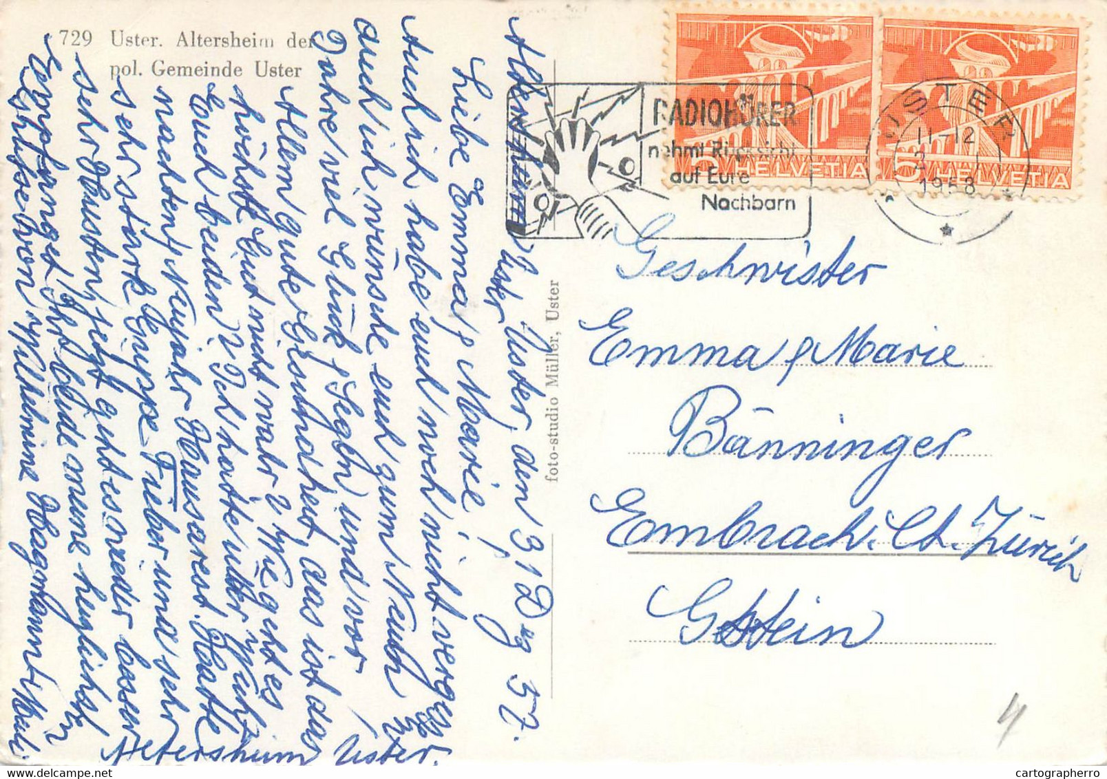 Switzerland Postcard Uster Altersheim Der Pol. Gemeinde Uster 1958 - Uster