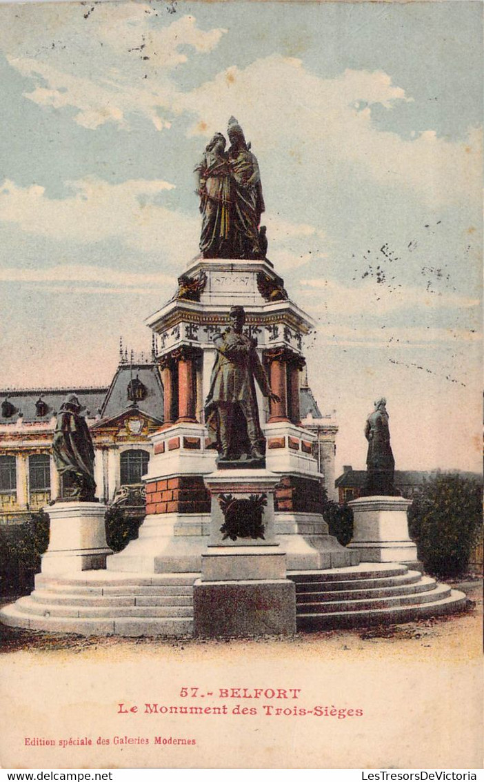 CPA FRANCE - 90 - BELFORT - Le Monument Des Trois Sièges - Colorisée - Edition Spéciale Des Galeries Modernes - LURS - Belfort - Stad