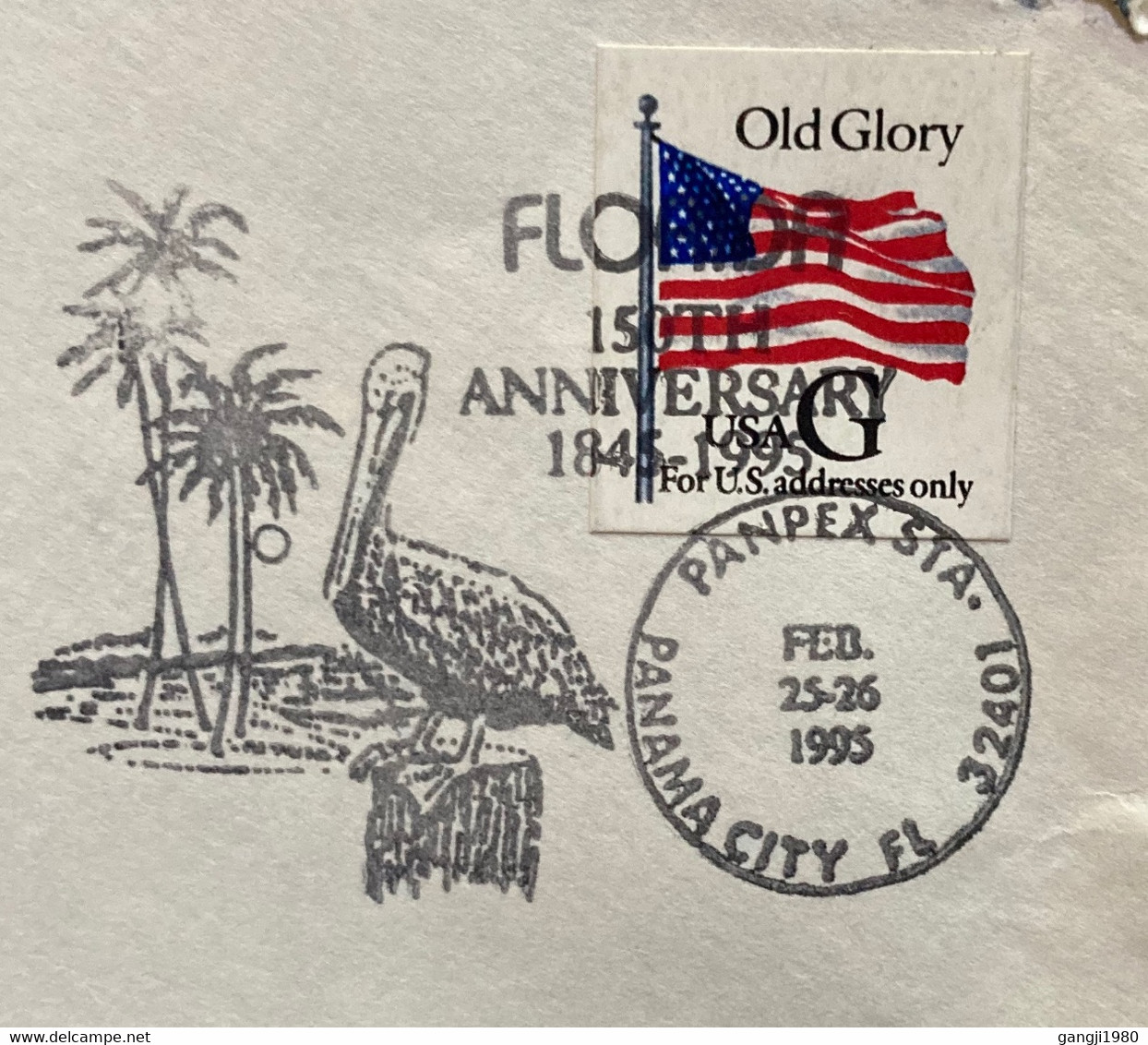 USA 1995,USED COVER BIRD ,TREE, FLAG,FLOWER 150th ANNIVERSARY PANPEX STA PANAMA CITY - Briefe U. Dokumente