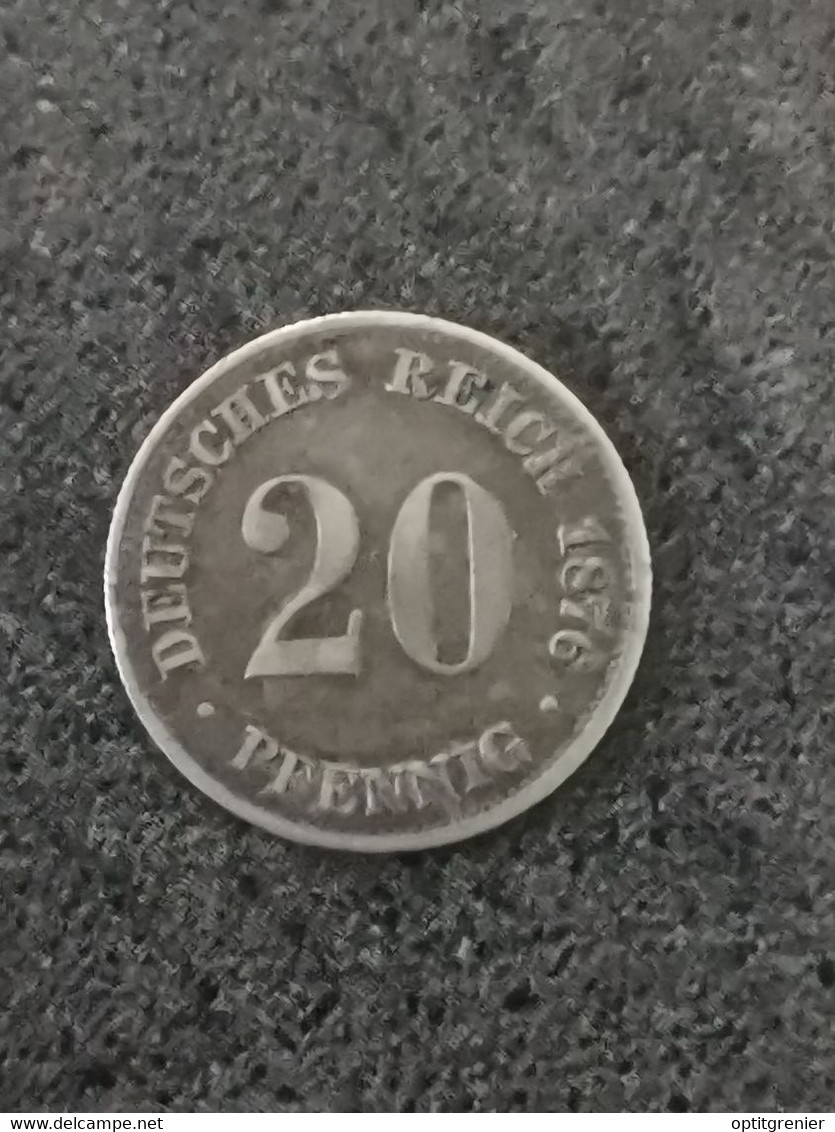 20 PFENNIG ARGENT 1876 E ALLEMAGNE / SILVER - 20 Pfennig