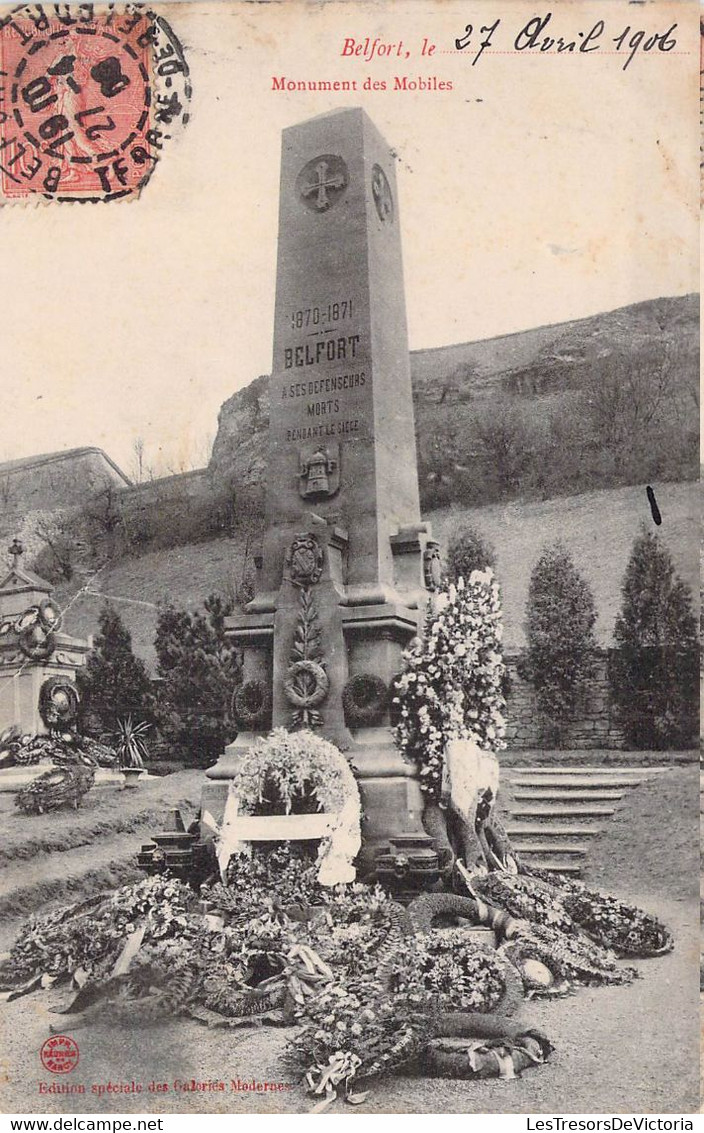 CPA Militariat - 90 - BELFORT - Monument Des MOBILES - Edition Spéciale Des Galeries Modernes - Oblitérée Fontenay Aux R - Monuments Aux Morts