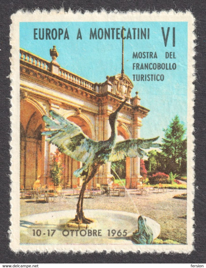 Montecatini Terme Bath Spa / Bird Frog Sculpture ITALY 1965 Tourism Philatelic EXHIBITION FAIR CINDERELLA LABEL VIGNETTE - Hydrotherapy