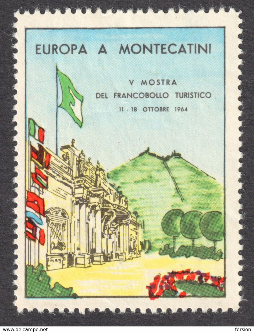 EUROPA Montecatini Terme Bath Spa ITALY 1964 Tourism Philatelic EXHIBITION FAIR CINDERELLA LABEL VIGNETTE Flag - Thermalisme