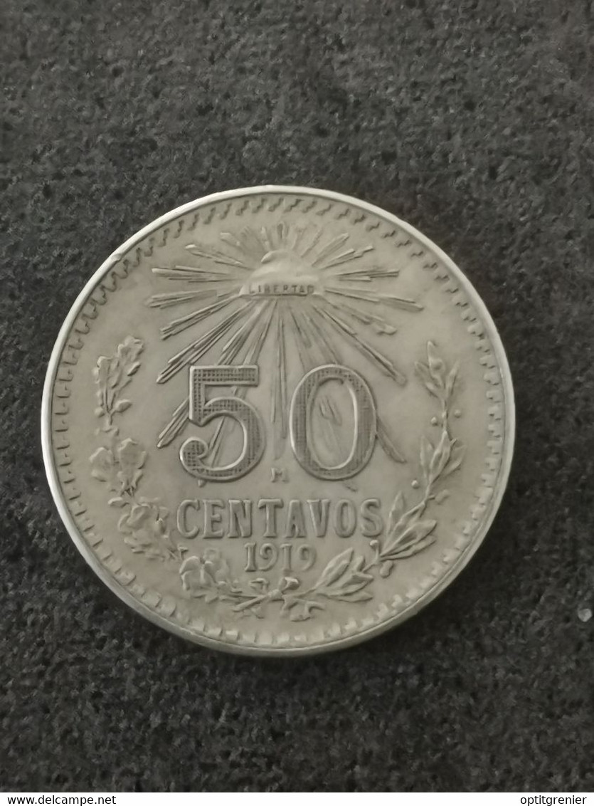 50 CENTAVOS 1919 M MEXIQUE ARGENT / MEXICO SILVER - Mexique