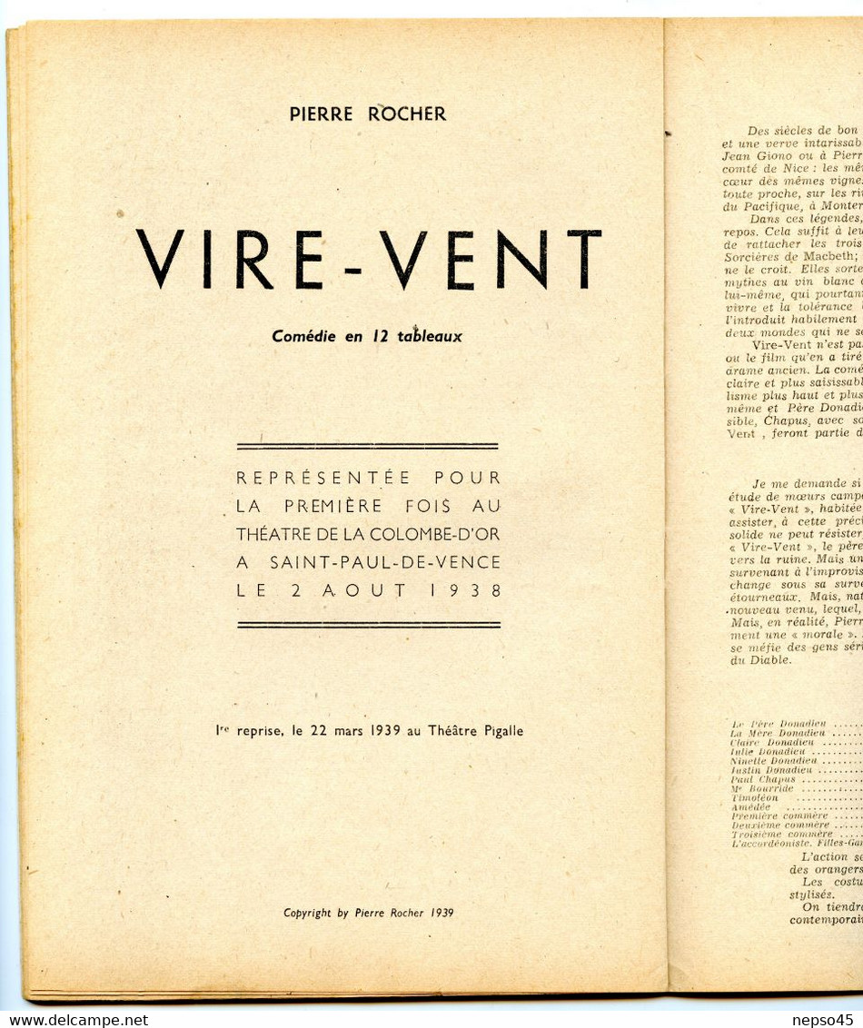 Revue Paris-Théâtre.Pièces Maya en 11 Tableaux de Simon Gantillon et Vire-Vent comédie en 12 Tableaux.Texte intégral.